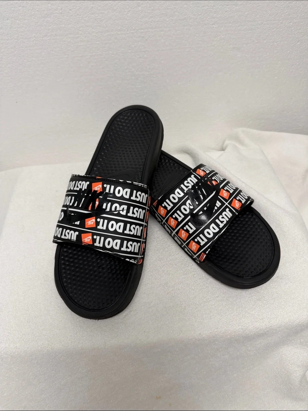 Nike Benassi JDI Print Men's Slide Sandals Black Orange Size 14